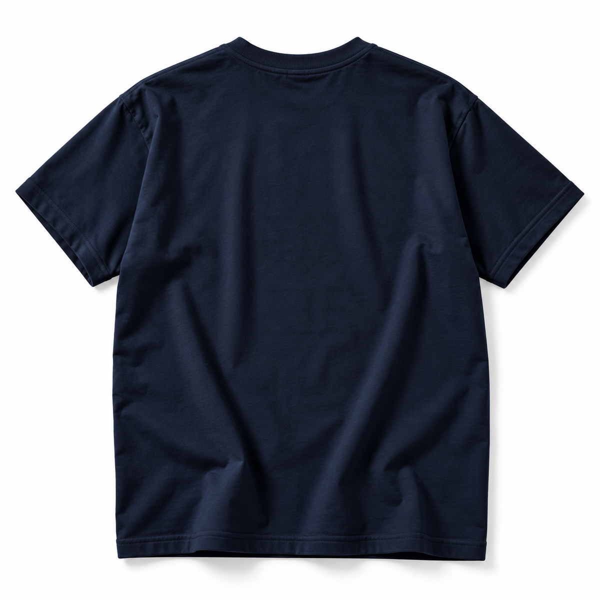 Back view of navy CHAOTIQUE CHIC oversized cotton T-shirt with plain back and relaxed silhouette