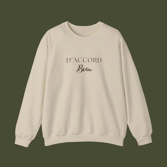 Beige sweatshirt with 'A'ccord Beau'
