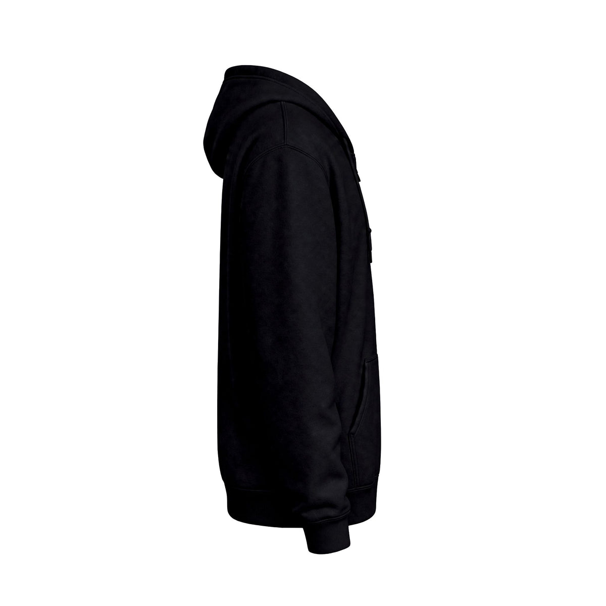 Side view of a black hoodie with text 'Primadonna A little bit dramatic'