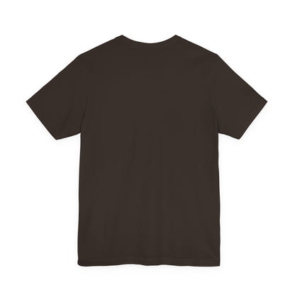 A plain brown short-sleeve crewneck t-shirt shown from the back, laid flat against a solid white background.