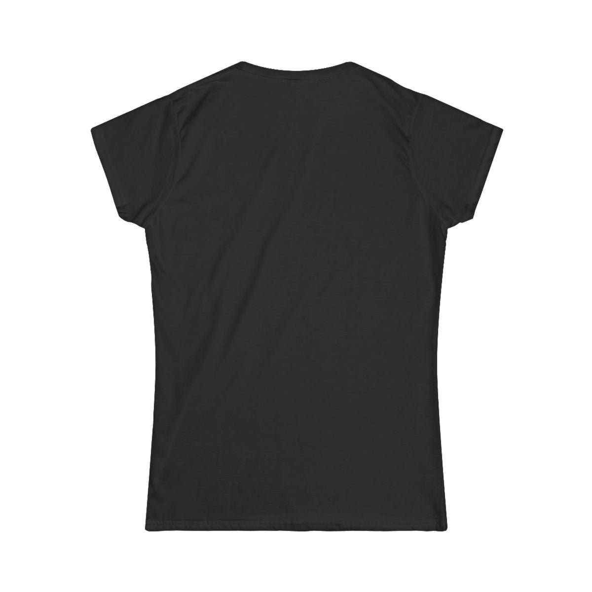 Backview of a black short-sleeve crewneck t-shirt with a graphic print on the chest reading 'CHIC D'Accord' in a dusty pink color, with 'CHTQDESIGN' printed underneath in white, displayed on a clean white background.