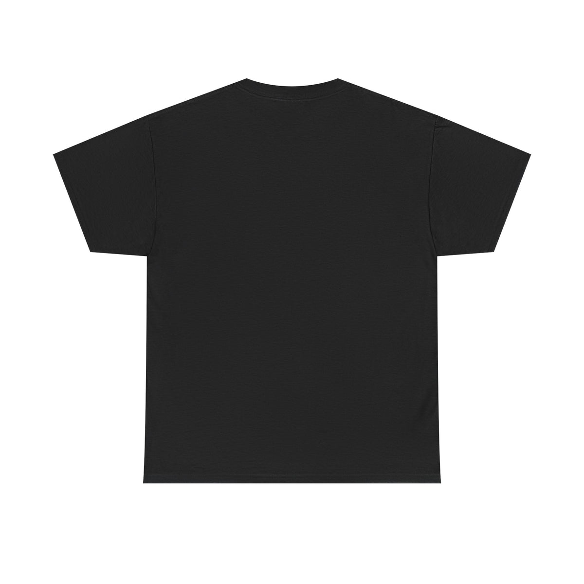 Back view of a black CHTQ BY CHAOTIQUE graphic T-shirt with a plain, unprinted back, displayed against a clean white background.
