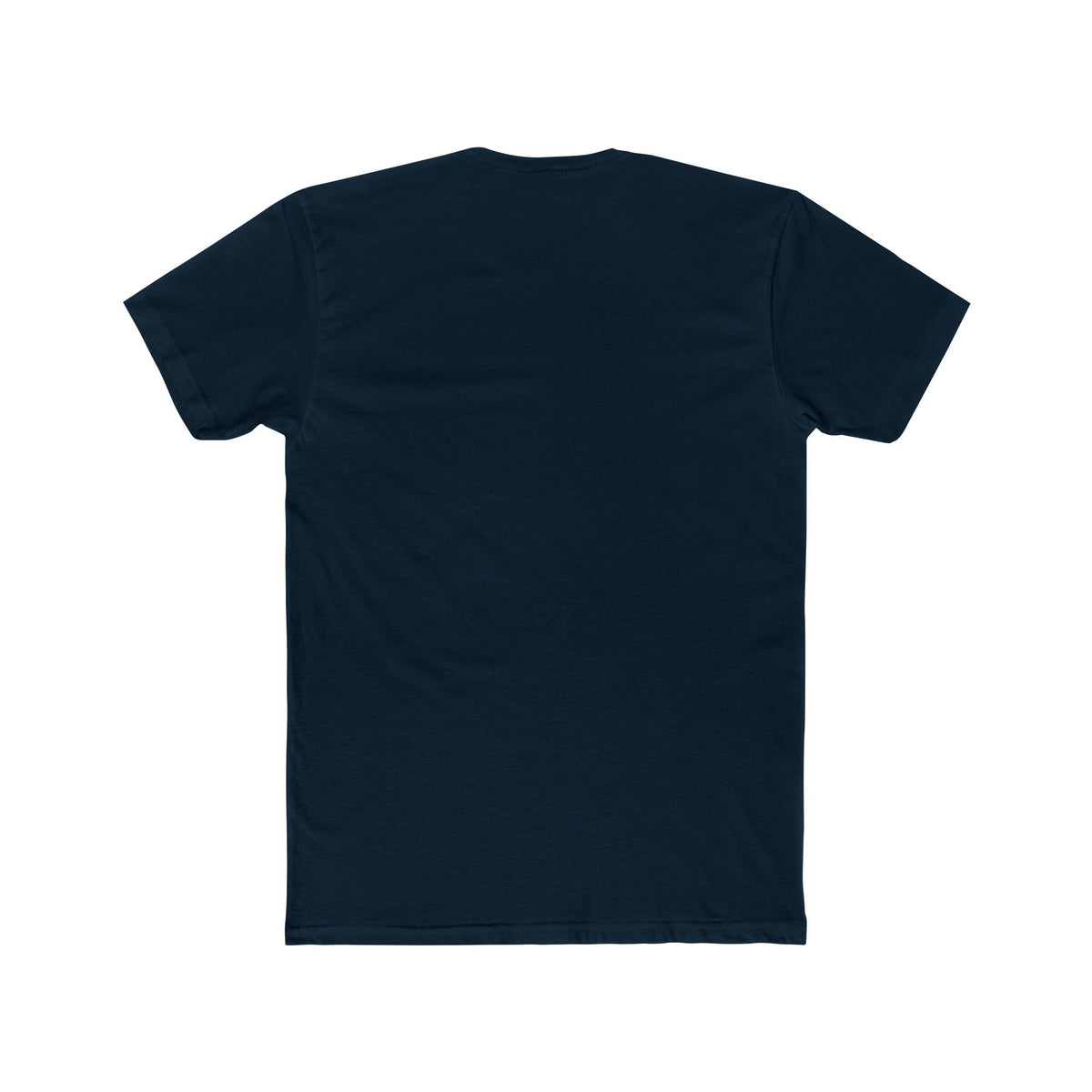 BAckside of UNSPIDERABLY Designed Out of Line midnight navy graphic T-shirt with silver-gray spider illustration and white lettering, front view