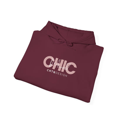 Folded CHIC D’Accord graphic hoodie in maroon with rose and white chest design