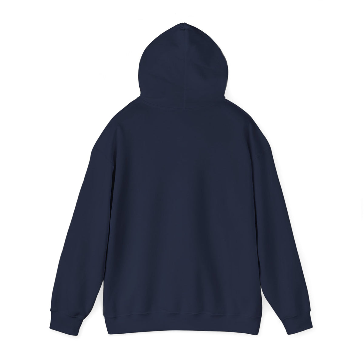 Back view of the navy blue CHIC PARISIENNE BY CHTQ pullover hoodie, showing the plain back design against a white background.