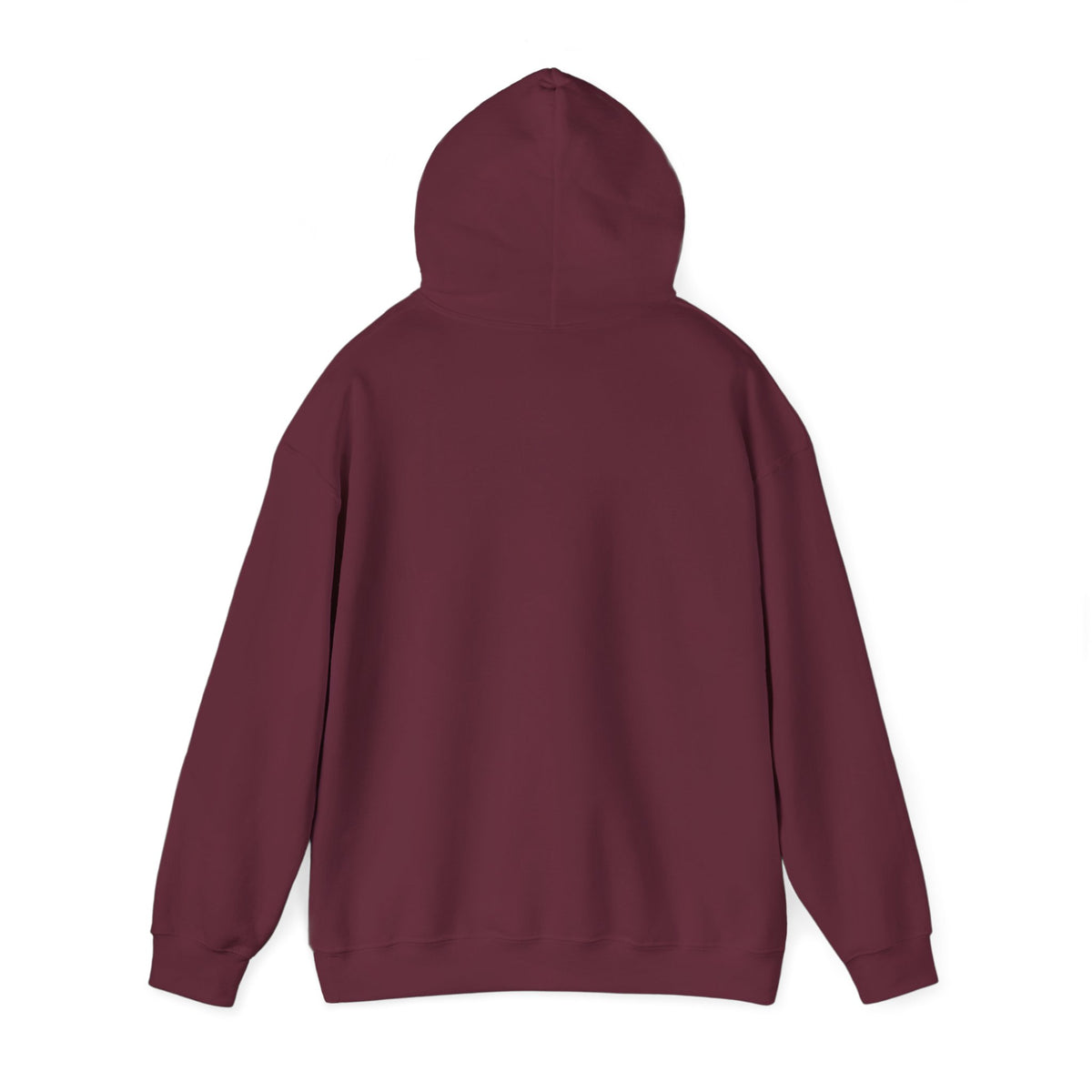Maroon Chic by Chaotique pullover hoodie shown from the back, featuring a clean minimalist design and relaxed everyday fit.