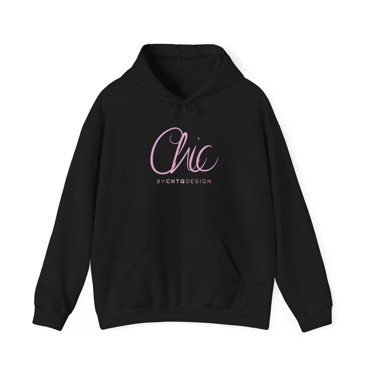 CHIC BY CHTQ DESIGN black women’s hoodie with pink script graphic
