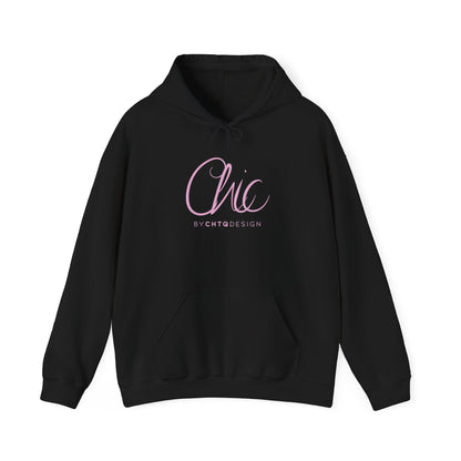 CHIC BY CHTQ DESIGN black women’s hoodie with pink script graphic