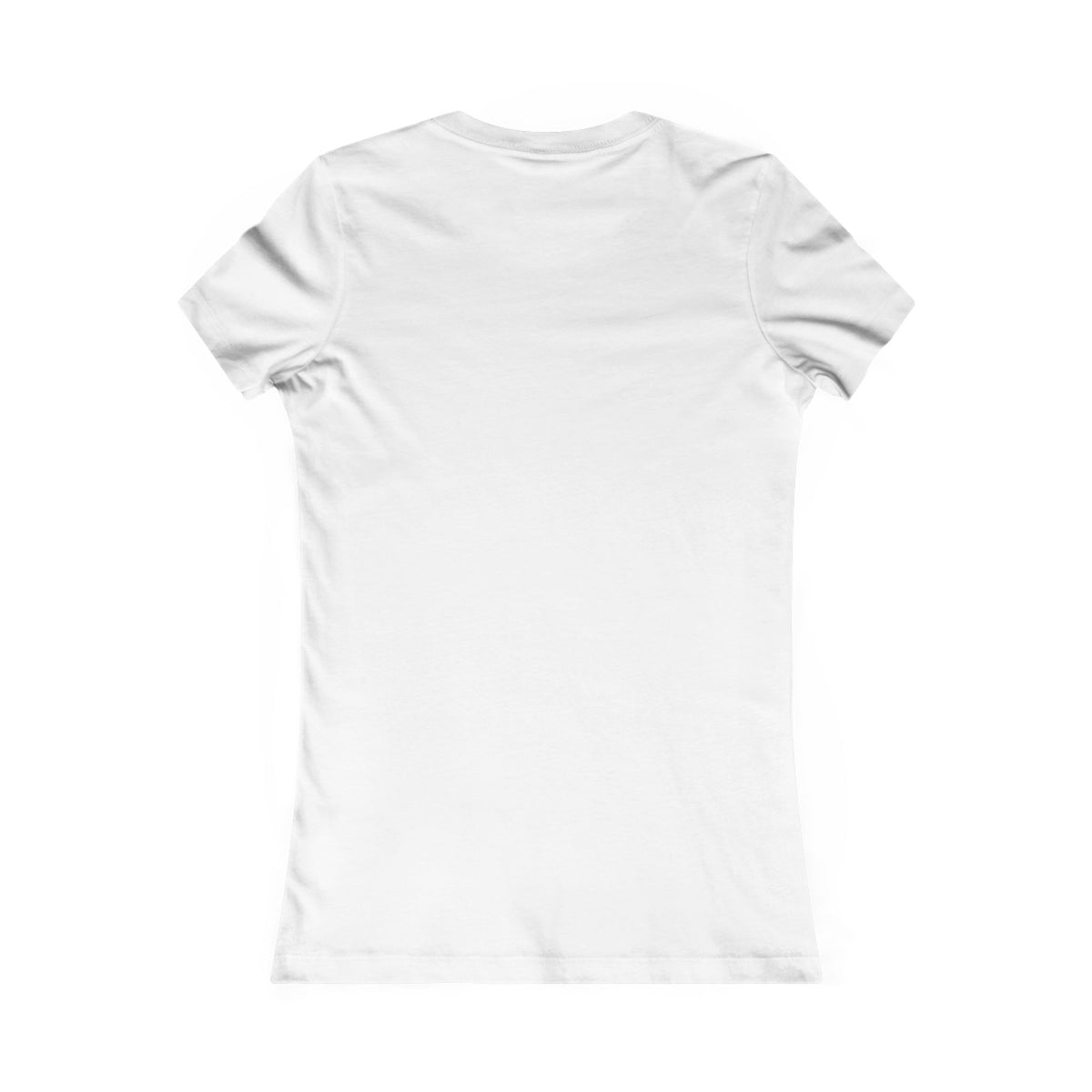 A white short-sleeve crewneck t-shirt from back with a graphic print on the front. The print features the text 'CHARME chic' in a dark burgundy font above a matching line-art diamond illustration.