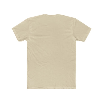 Backside of UNSPIDERABLY Designed Out of Line cream graphic T-shirt featuring detailed black spider illustration and minimalist typography by CHTQ Design, front view