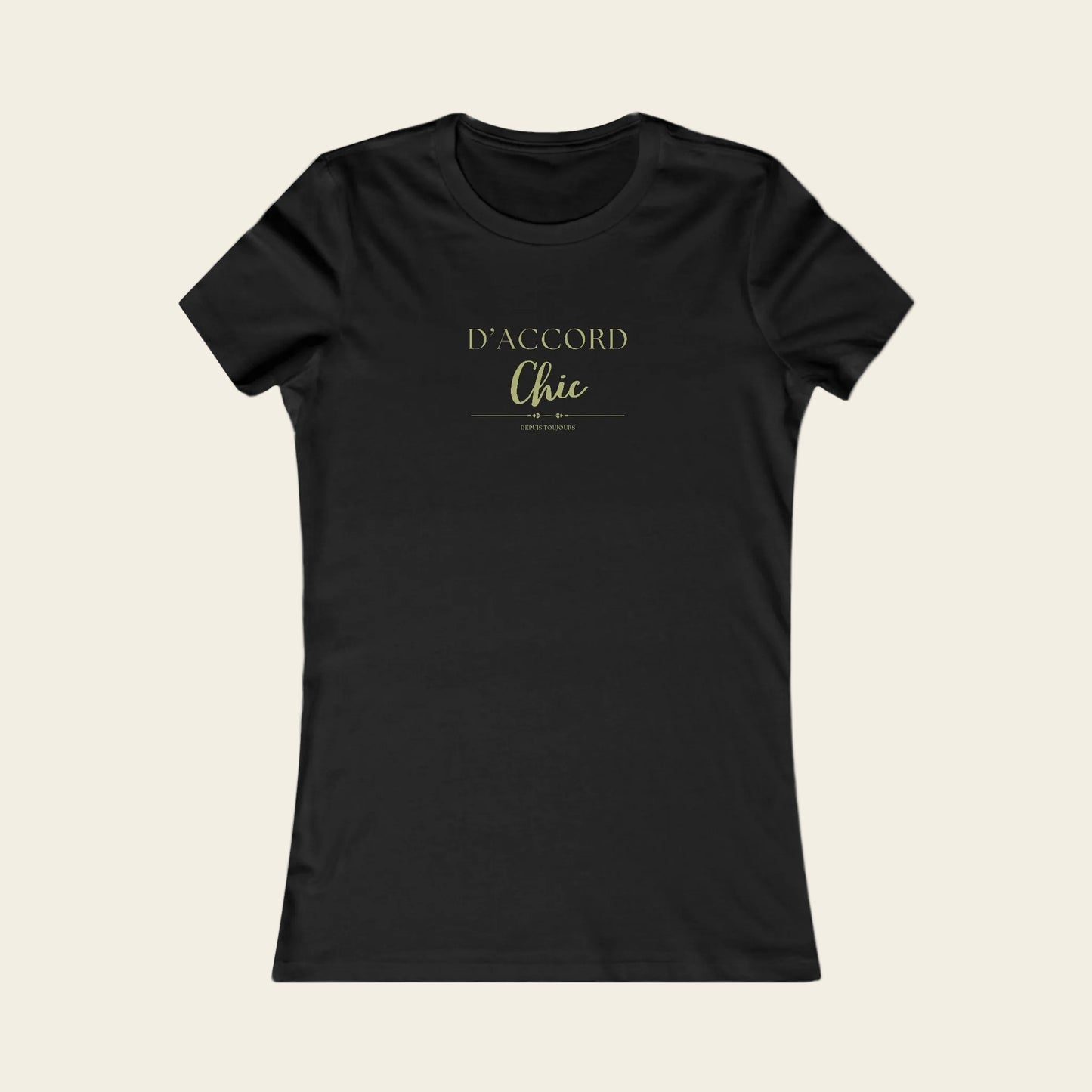 Black t-shirt with 'D'ACCORD Chic' text on