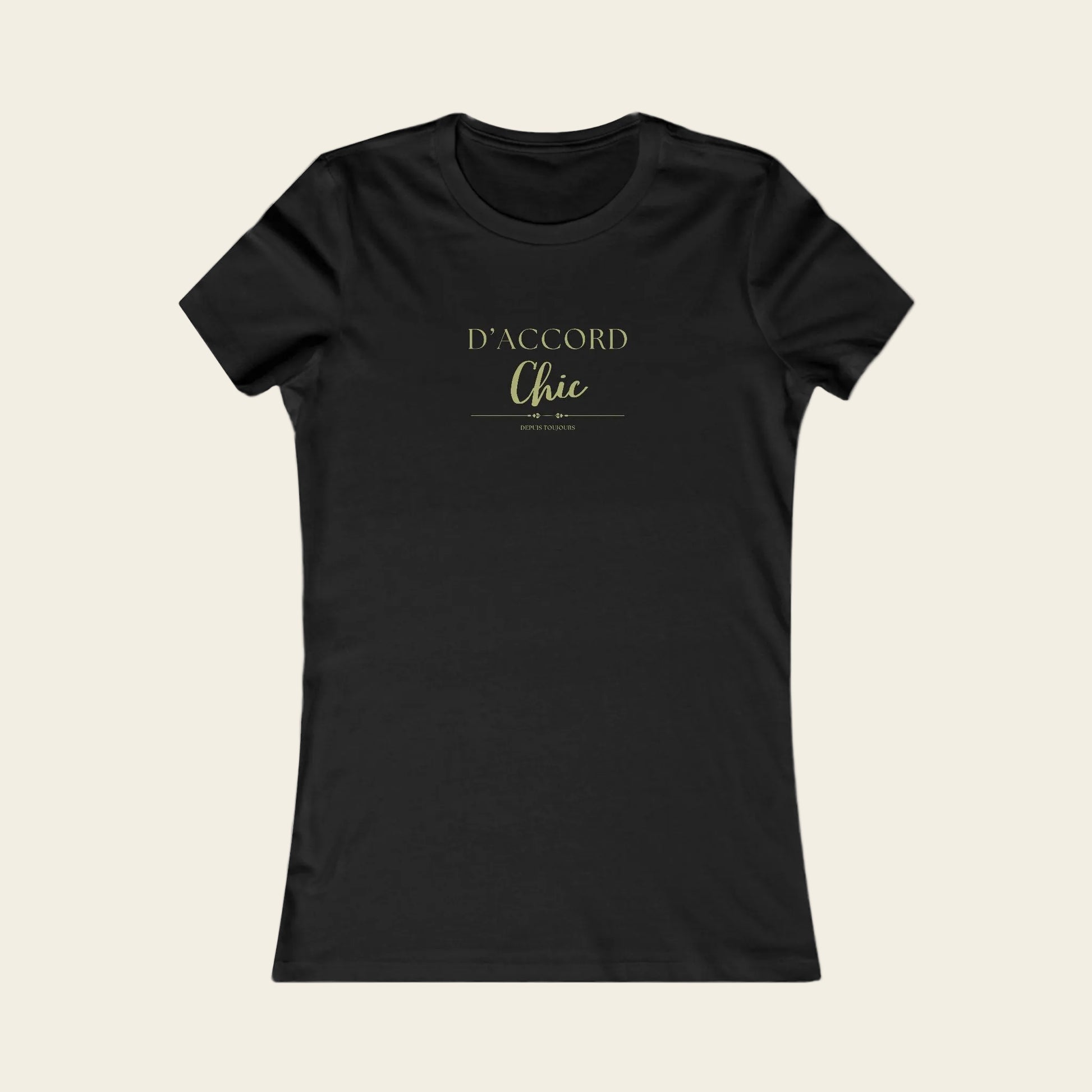 Black t-shirt with 'D'ACCORD Chic' text on
