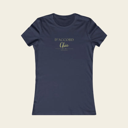 Black t-shirt with smiley faces and text 'D'ACCORD Chic' on background