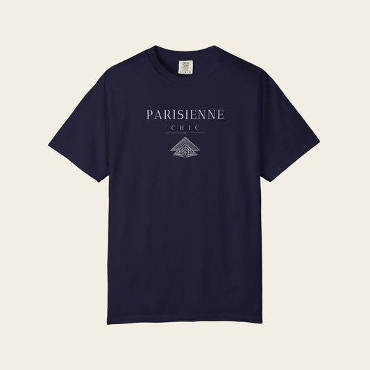 Navy blue t-shirt with motivational quote on a white background