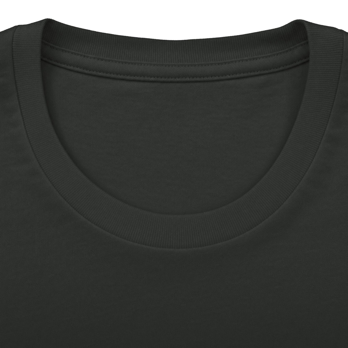 Close-up of an UNSPIDERABLY Designed Out of Line charcoal gray graphic T-shirt featuring intricate silver-gray spider artwork and white typography, front view.