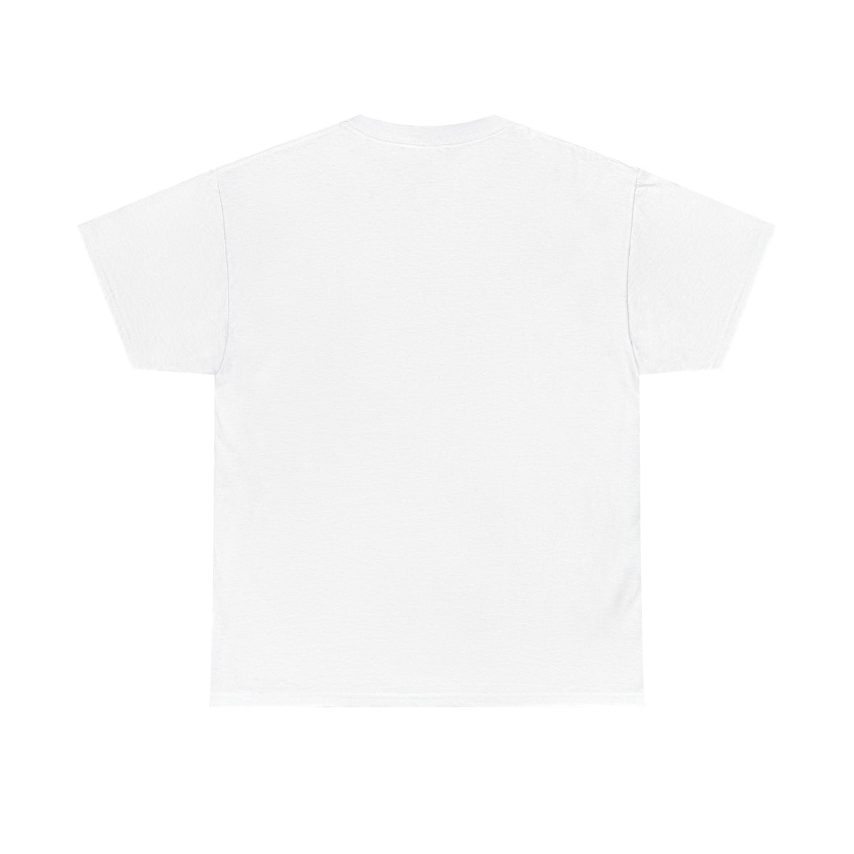 Back view of a white CHTQ BY CHAOTIQUE graphic T-shirt with a plain, unprinted back, displayed against a clean white background.