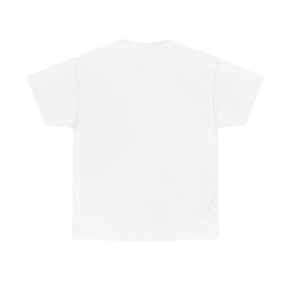 Back view of a white CHTQ BY CHAOTIQUE graphic T-shirt with a plain, unprinted back, displayed against a clean white background.
