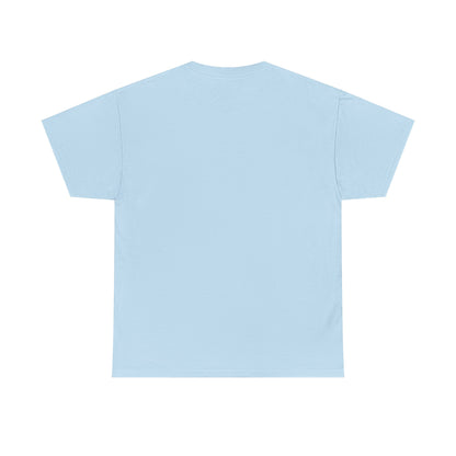Back view of a light blue CHTQ BY CHAOTIQUE graphic T-shirt with a plain, unprinted back, displayed against a clean white background.