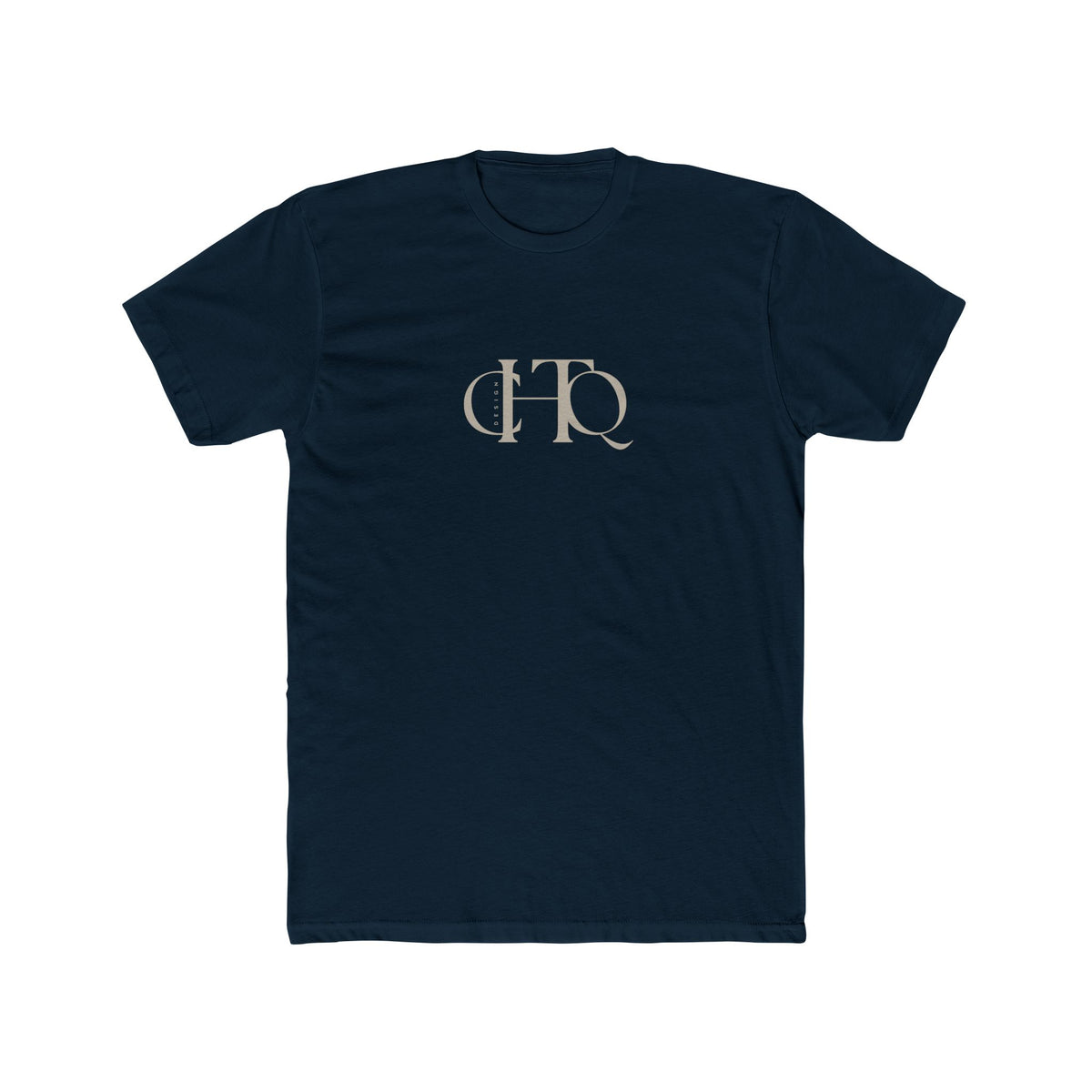 CHTQ Design navy graphic T-shirt with minimalist monogram print on the front