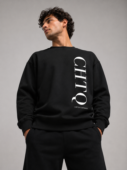 CHTQ Men’s Black Graphic Sweatshirt – L’Art du Contraste