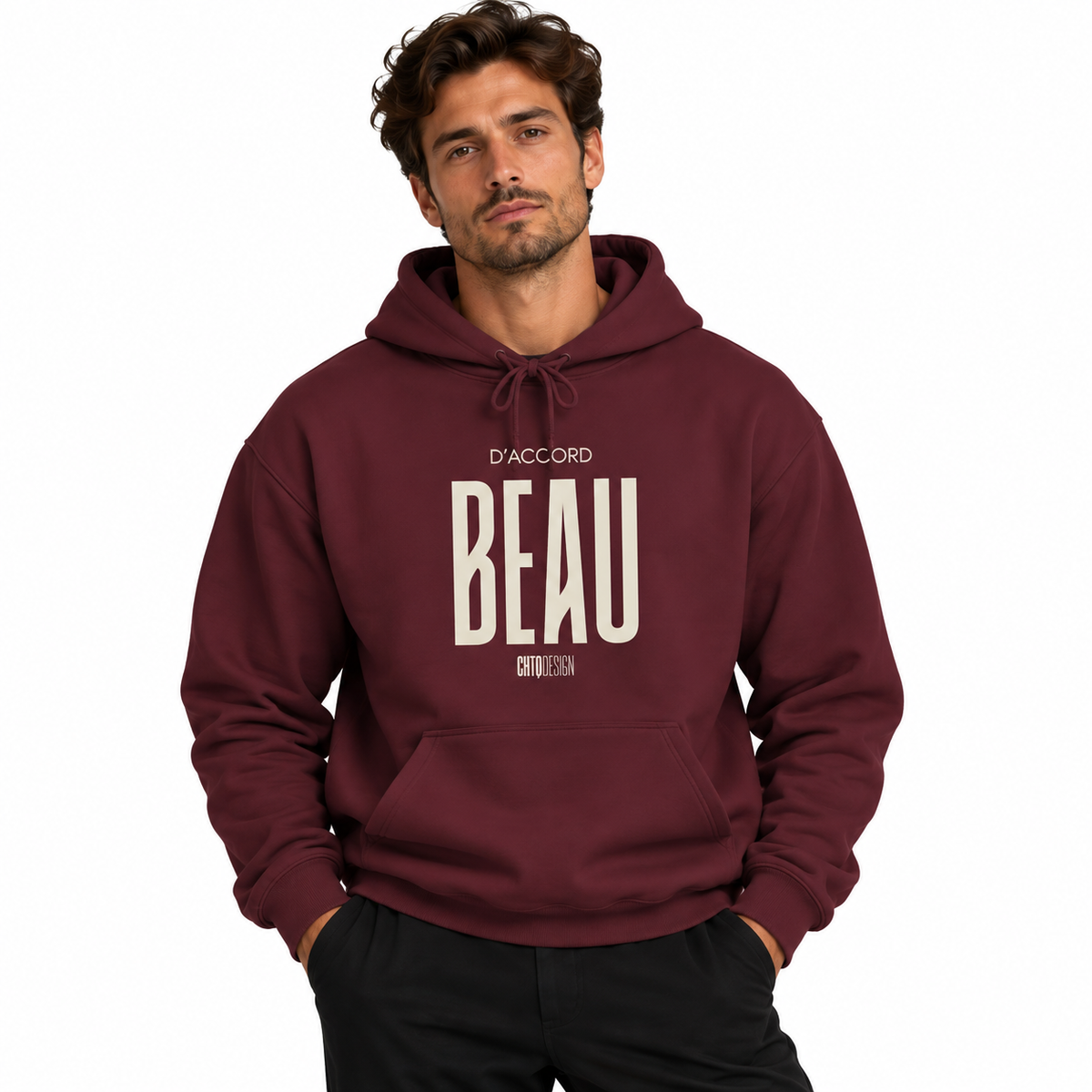 D’ACCORD BEAU CHTQ Design Men's Graphic Hoodie