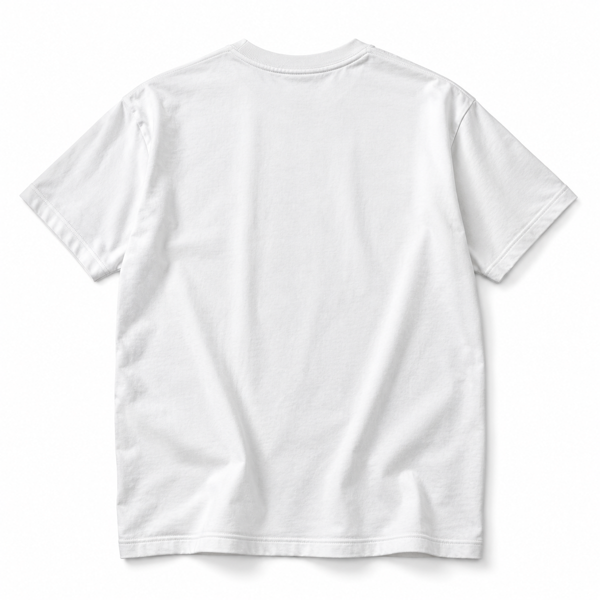 Back view of white CHAOTIQUE CHIC oversized cotton T-shirt with plain back and dropped shoulders