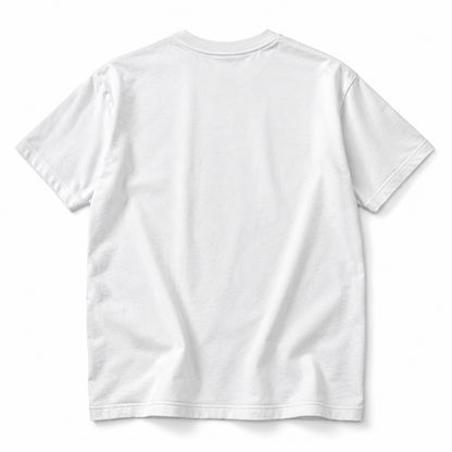 Back view of white CHAOTIQUE CHIC oversized cotton T-shirt with plain back and dropped shoulders
