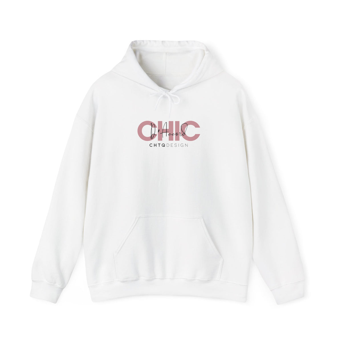 CHIC D’Accord graphic hoodie in white with rose and black chest design
