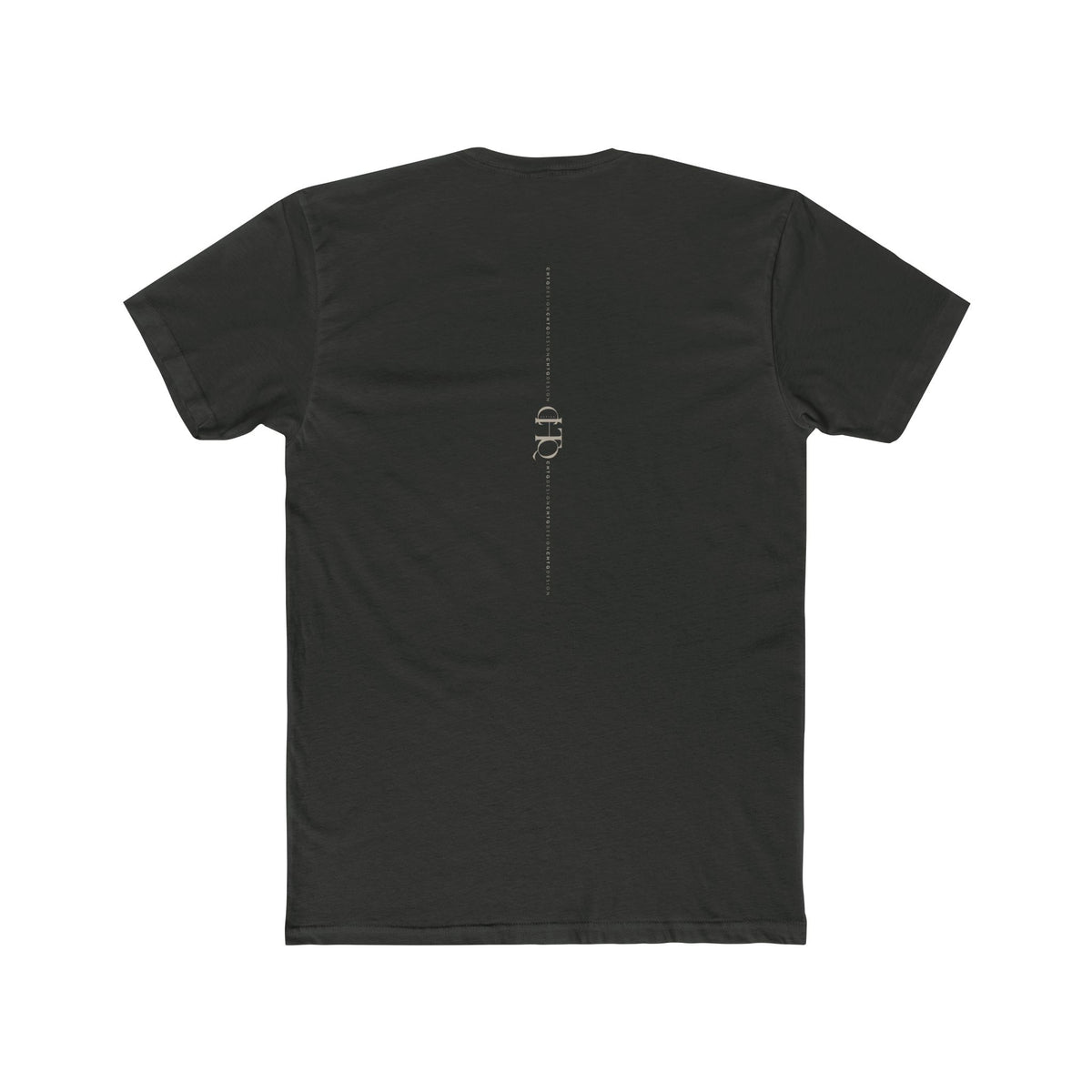 CHTQ Design heavy metal T-shirt with minimalist vertical CHTQ graphic running down the back