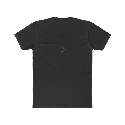 CHTQ Design heavy metal T-shirt with minimalist vertical CHTQ graphic running down the back