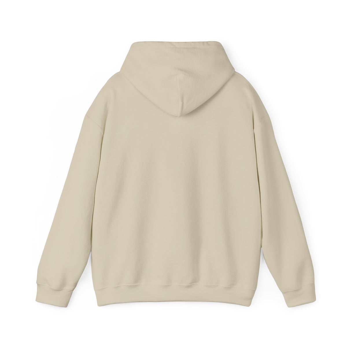 Back view of the beige CHIC PARISIENNE BY CHTQ pullover hoodie, showing the plain back design against a white background.