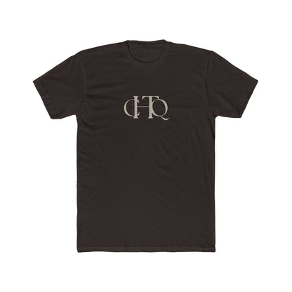 CHTQ Design dark chocolate graphic T-shirt with minimalist monogram print on the front