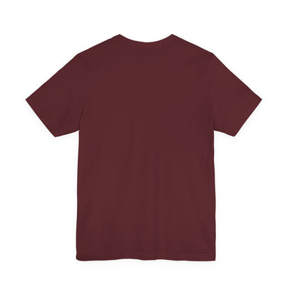 Maroon t-shirt from back on a white background