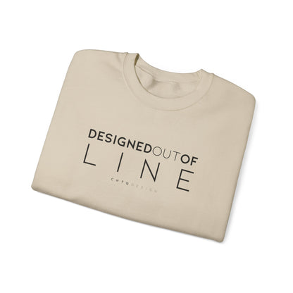 Folded Sand Designed Out of Line crewneck sweatshirt by CHTQ Design with black typography graphic.