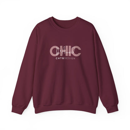 CHIC D’Accord CHTQ Design maroon crewneck sweatshirt with rose graphic