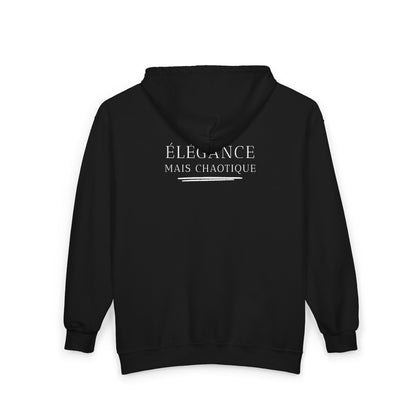 Chic  "Élégance, Mais Chaotique" Fashion Full-Zip Sweatshirt