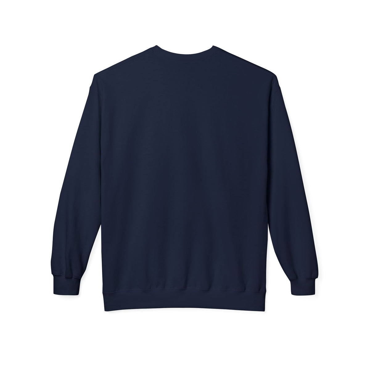 A CHIC BY CHTQ DESIGN navy crewneck sweatshirt shown from the back with a plain, graphic-free design, displayed against a clean white background.