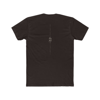 CHTQ Design dark chocolate T-shirt with minimalist vertical CHTQ graphic running down the back
