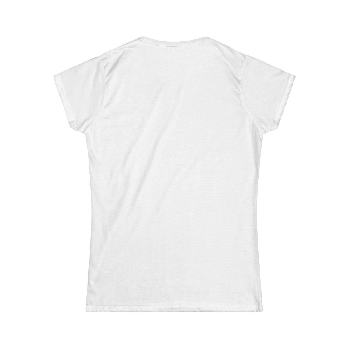 Backview of a white short-sleeve crewneck t-shirt with a graphic print on the chest reading 'CHIC D'Accord' in a dusty pink color, with 'CHTQDESIGN' printed underneath in black, displayed on a clean white background.