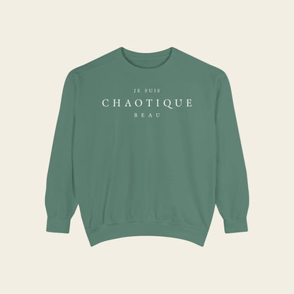 Green sweatshirt with 'The Bluebird Market' text on a white background