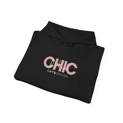 A folded CHIC D’Accord graphic hoodie in black with rose and white chest design