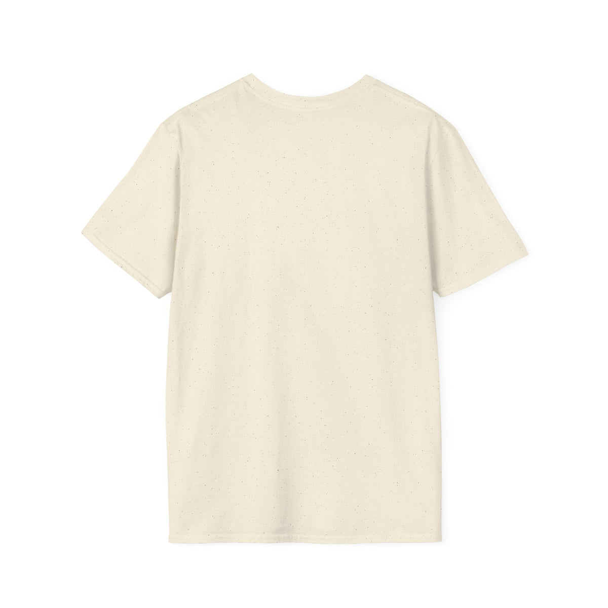 Back view of a natural cream short sleeve T-shirt with plain back and crew neckline.
