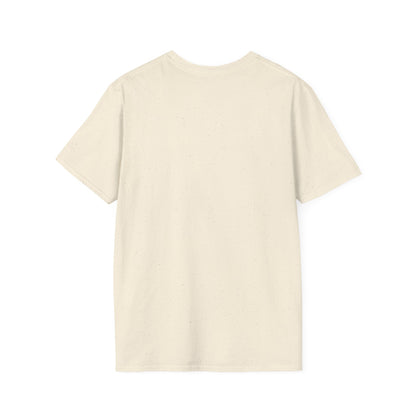 Back view of a natural cream short sleeve T-shirt with plain back and crew neckline.