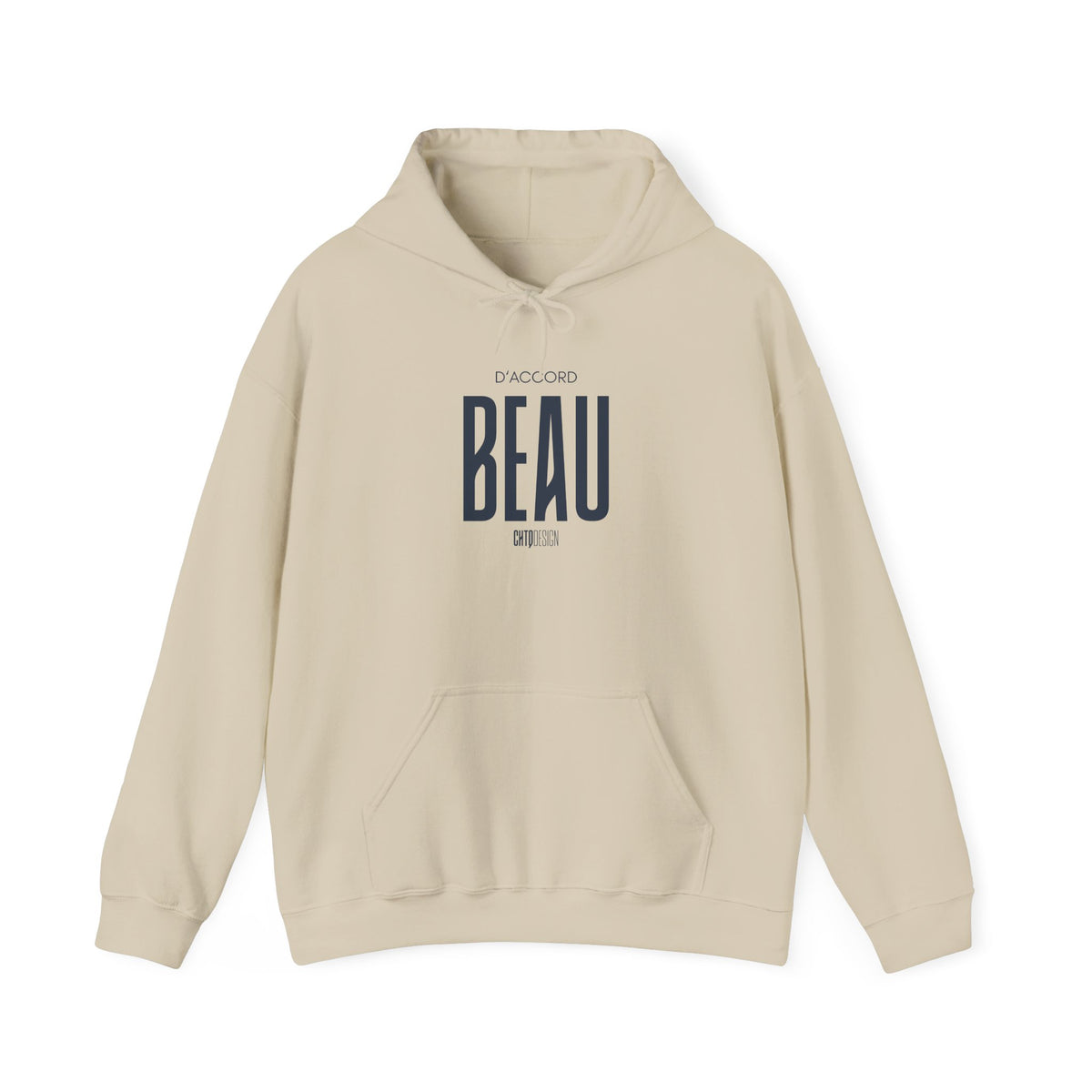 Beige D'ACCORD BEAU hoodie from front