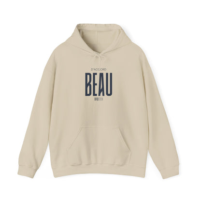 Beige D'ACCORD BEAU hoodie from front
