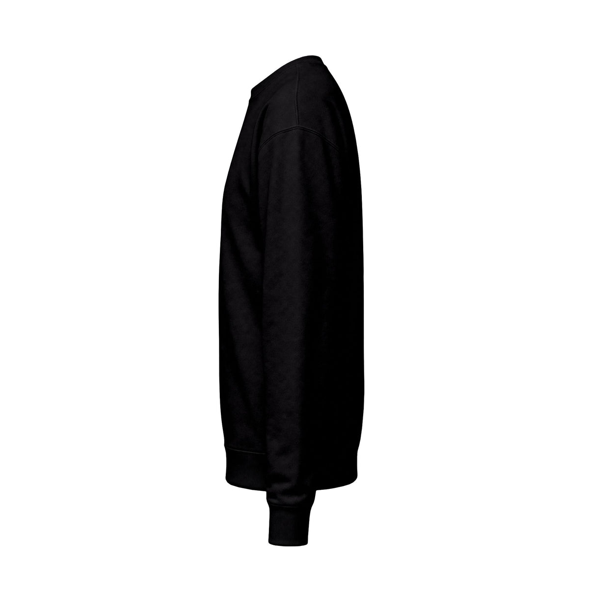 Black AUTHENTICHAOS crewneck sweatshirt, plain side view
