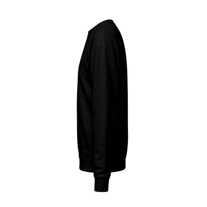 Black AUTHENTICHAOS crewneck sweatshirt, plain side view