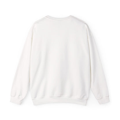 A back view of an off-white crewneck sweatshirt from the “DESIGNED OUT OF LINE” collection, displayed against a clean white background.